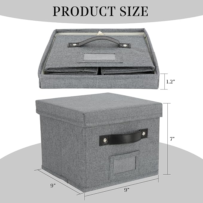 TARSUKA Greeting Card Organizer with dividers - Storage Box with lid Holds 150+ Cards - Assortment Box for Greeting Cards,Recipes, Photos, Envelopes, Keepsake - 9 x 9 x 7 Inches (Gray, 1 pcs)