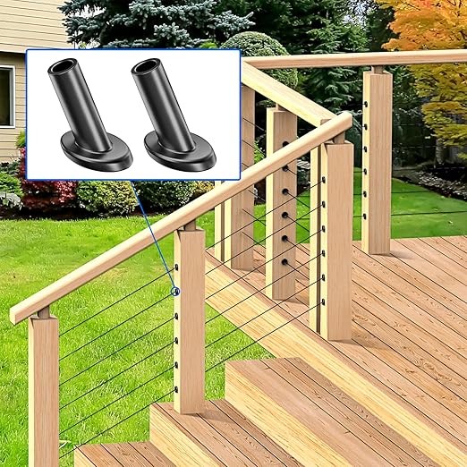 BLIKA 20 Pack 25 30 35 Degree 1/8" Black Cable Railing Angle Beveled Protector Sleeves, T316 Stainless Steel, Angle Protector Sleeves Deck Stair Cable Railing Hardware Kit for Wood Posts