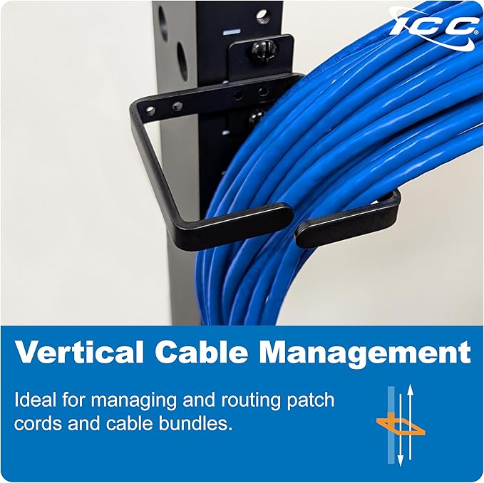 ICC 3” Metal Cable Management Ring, Vertical, Rack or Wall Mount, Pack of 10 – Cable Organizer for Network Racks and Wiring Systems
