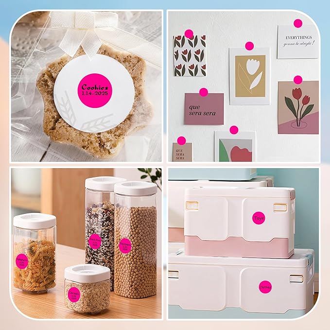 1 Inch Round Color Coding Labels, 1000 PCS Per Roll Fluorescent Pink Color Coded Dot Stickers, Round Color Dot Labels for Organizing, Filing, and Storage