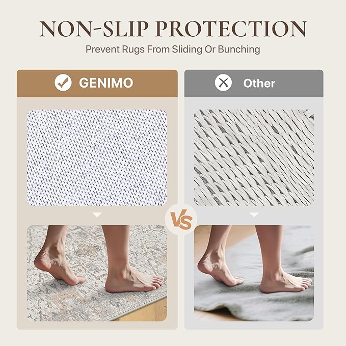 GENIMO Runner Rug 2'6"x6 Machine Washable Non Slip Vintage Hallway Runner Rug, Low Pile Lightweight Rugs for Indoor Entryway, Hallway, Kitchen and Corridor
