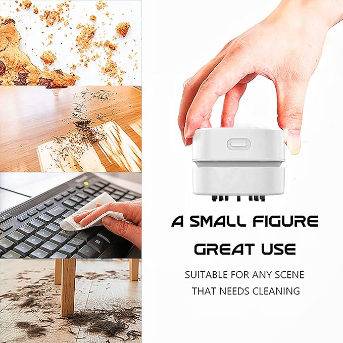 TRZLIFE Desk Vacuum Cleaner, Upgraded Mini Desktop Vacuum AA Battery More Durable Desk Accessory Sucks up Tiny Items and Crumbs from Desktop Drawer Countertop Ideal as a Valentine's Day Gift