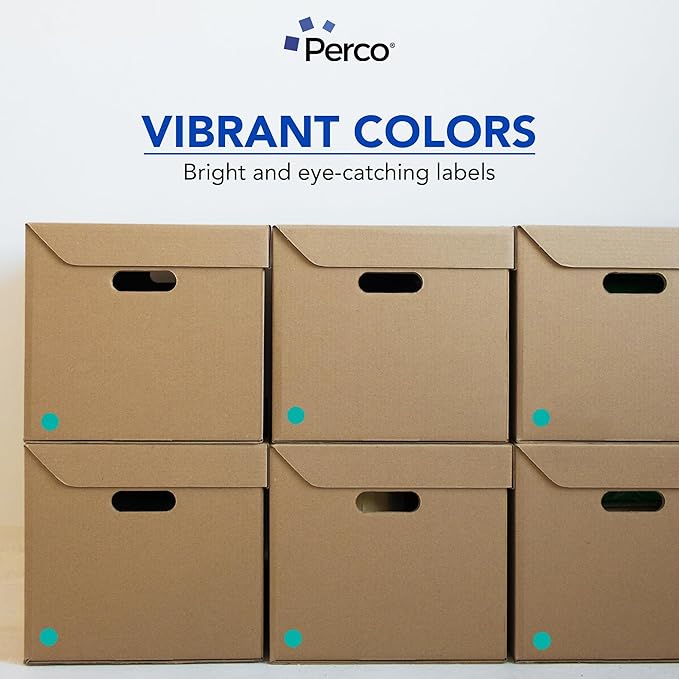 Perco Teal 1-Inch Perforated Circle Dot Sticker Labels — 10 Rolls, 10,000 Round Stickers — with Permanent Adhesive for Inventory Management, Color Coding, Garage Sales, Crafts—Made in USA