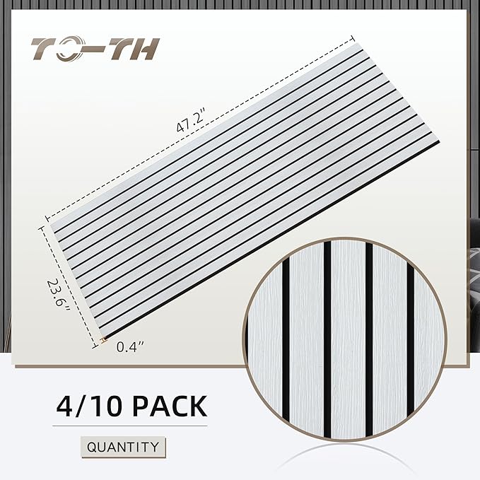 TO-TH Wood-Look Acoustic Panel, 4 Pack 47.2” x 23.6” Soundproof Wall Panels, Decorative Sound Absorbers Large Acoustic Panels for Home, Office, Basement, White Oak
