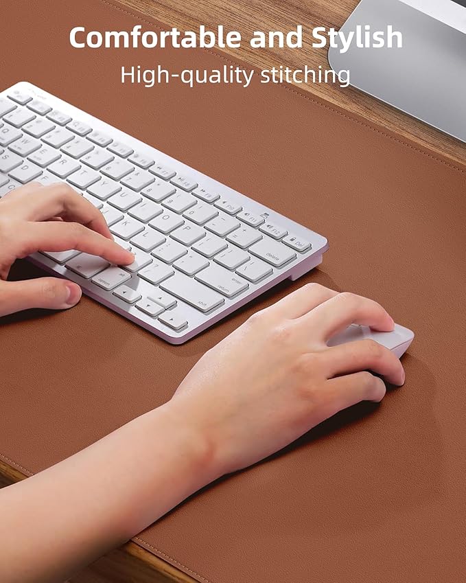 Large Desk Mat - 48" x 17"Leather Desk Pad Protector, Office Desk Mat, Non-Slip PU Leather Large Mouse Pad, Waterproof Desk Blotter Mat, Desk Cover pad for Office and Home (Brown)