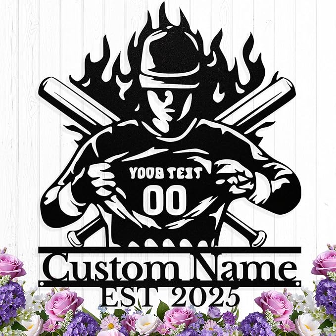 Personalized Baseball Metal Sign Custom Baseball Signs Wall Art, Custom Name Sign for Player, Boys Room Decor, Sports Wall Decor, Gift for Boys, Team, Dad, Man