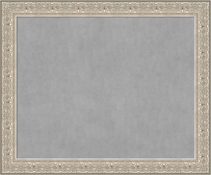 Amanti Art Silver Framed Magnetic Board 39x47 X-Large Vision Board for use with Magnets, 100% Metal Sheet to Display Items as Office Decor or for Home Organization in mudroom, Kitchen or Kids Room