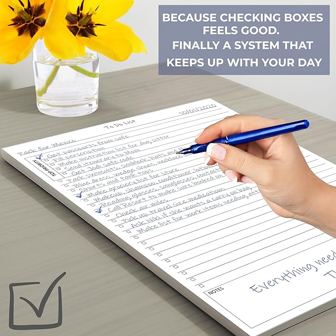 TO DO List Planner Notepad, 60 Page Planning Pad. Undated ToDo Checklist w/Priority & Note Sections. Organize & Track Projects, Clients or Daily Tasks. 8.5 X 11, A4 Tear Sheets.