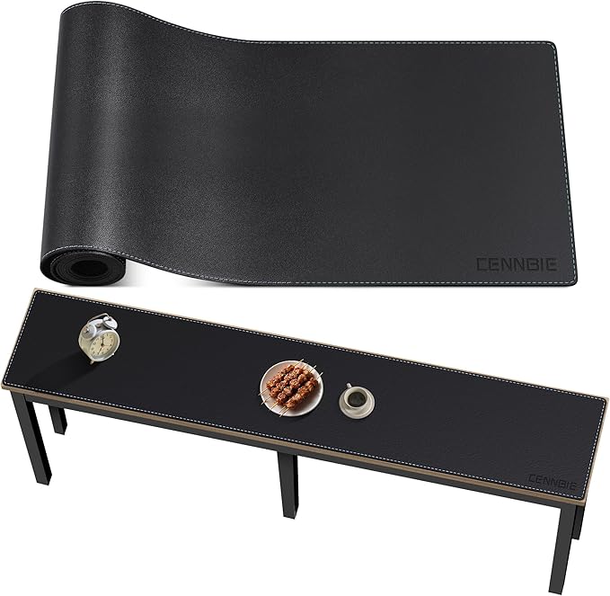 CENNBIE Console Table Leather Cover - 63 x 11.8 Inches Sofa Table Narrow Long Mat - TV/Media/Gaming/Center Console Table Protector Pad for Narrow Side Table, Sideboard, Entryway Table (Black)