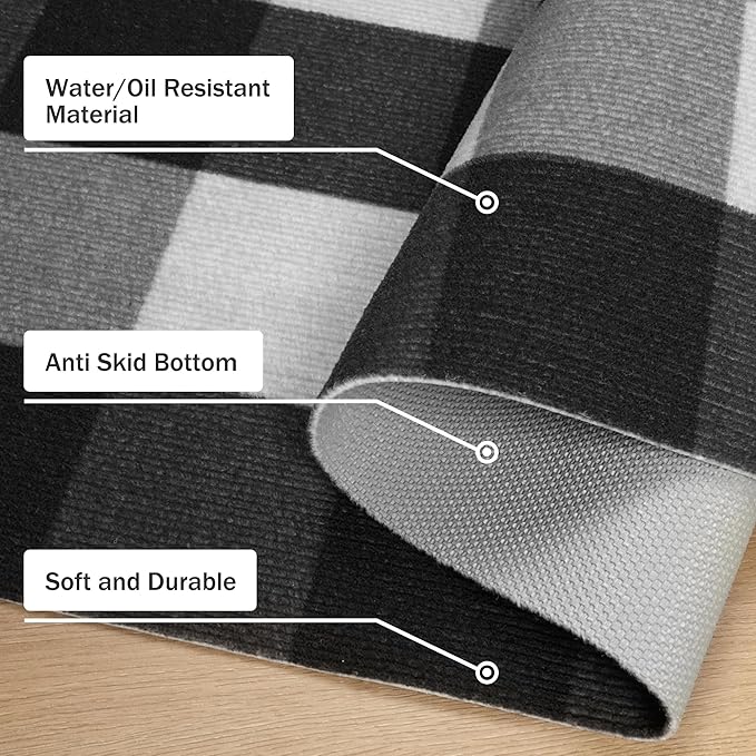 GENIMO Checkered Rug 3x5 Ft Black and White Outdoor Rug Buffalo Plaid Rugs Mat Fall Doormats Washable Rug for Front Porch Decor Indoor Entrance Patio Balcony Entryway