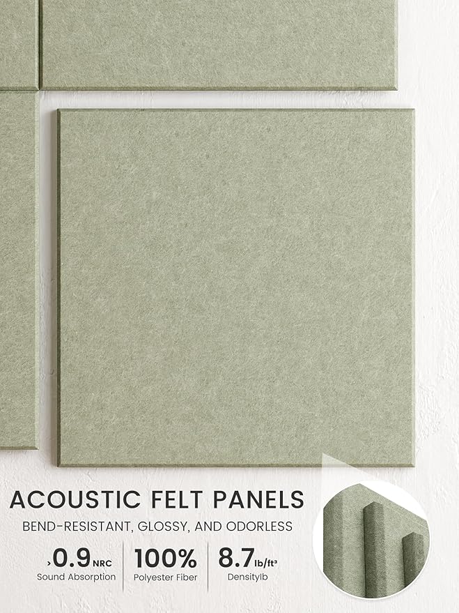 Bumusty Large Cork Board 36"x24" Alternative - 6 Pack Felt Wall Tiles with 40 Safe Removable Adhesive Tabs, 30 Pushpins, Cork Boards for Walls Pin Board Bulletin Board Office Decor (Sage)