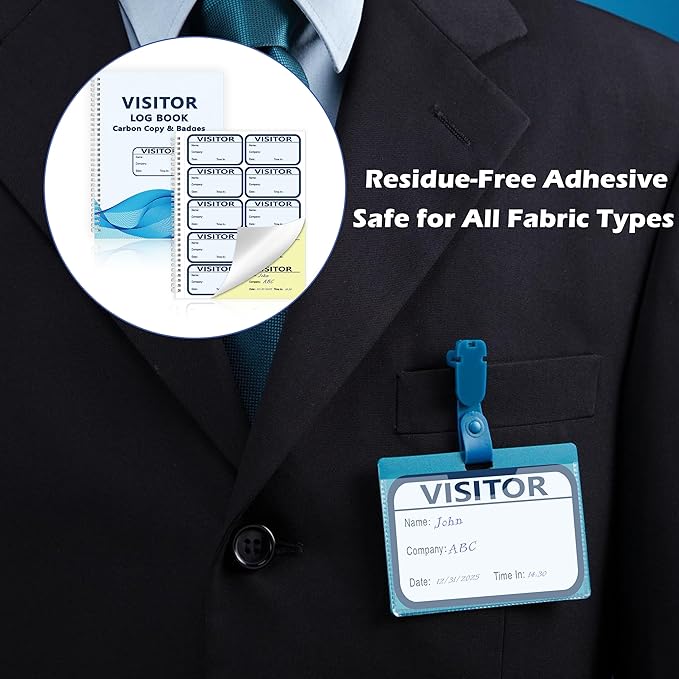 2 Pack of 300 Visitor Badges Registry Log with Carbon Copy Visitor Stickers Letter Size Visitor Log Book Extras Protecting Privacy Pages Spiral-Bound Self Visitor Badges Guest Register Book(2)