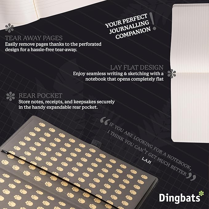 Dingbats* - Wildlife A4 Grid Notebook - Extra Large Hardcover PU Leather Journal - for Work, Travel - Pocket, Elastic Closure, Pen Holder, Bookmark