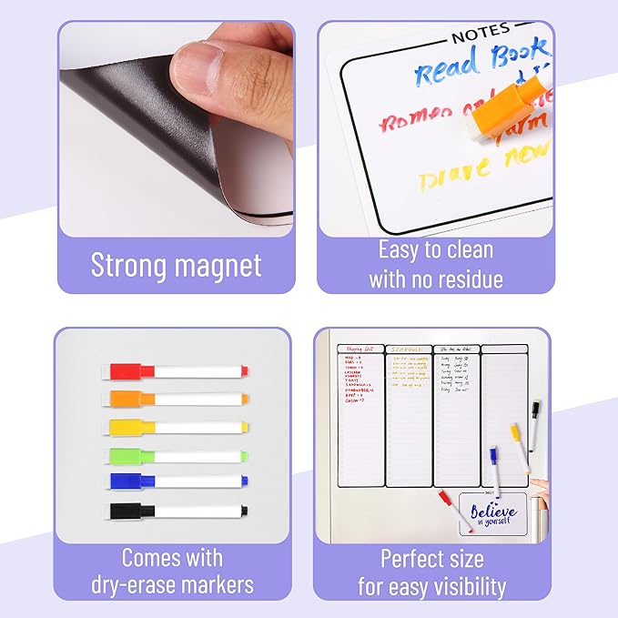 Mr. Pen- 4" x 12" Magnetic Dry Erase to Do List, 11 pcs, 4X Dry Erase to Do List White Board, 6X Colorful Whiteboard Markers and 6" x 4" Magnetic Whiteboard Note
