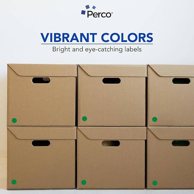 Perco Green 1-Inch Perforated Circle Dot Sticker Labels — 10 Rolls, 10,000 Round Stickers — with Permanent Adhesive for Inventory Management, Color Coding, Garage Sales, Crafts—Made in USA