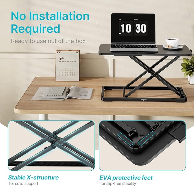 PEGZONE Keyboard and Mouse Riser, 24" x 12" Ergonomic Keyboard Riser, Height Adjustable keyboard stand for desktop, Standing Keyboard Tray, Black