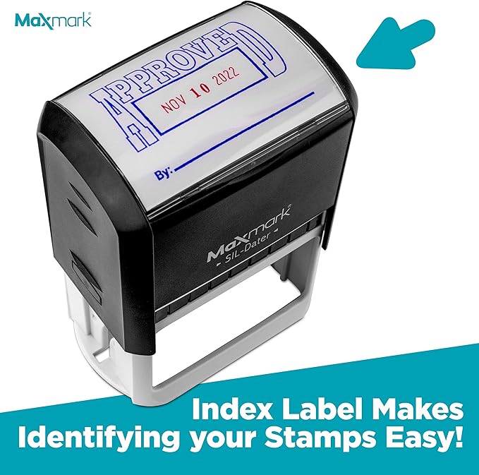 MaxMark Large Self-Inking Rubber Date Office Stamp with Received Phrase & Date - Blue Ink, 12-Year Band - Style 5