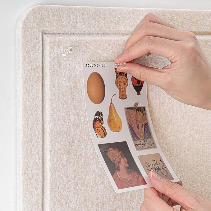 Extra Large Bulletin Board - 96 x 48 Inches, Decorative Felt Pin Board for Wall - 8' x 4' Foldable Photo Display Board with Self-Adhesive Tape, Includes 20 Push Pins - Oatmeal
