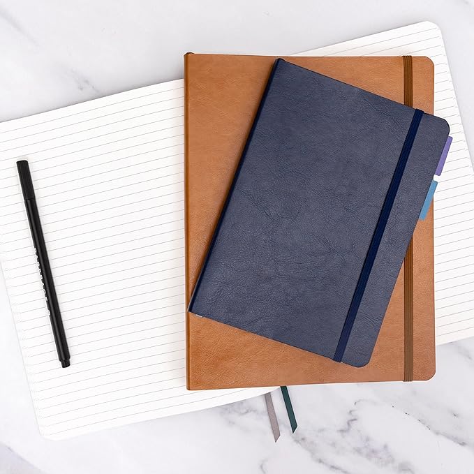 PAPERAGE Softcover Lined Journal Notebook (Dark Green), 176 Pages, Large B5 College Ruled Notebook, 7.5 inches x 9.8 inches - 100 GSM Premium Paper, Soft Vegan Leather Journal for Home, Work & School