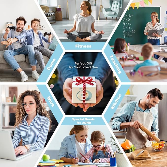 Visual Timer for Kids, 60-Minute Countdown Timer for Classroom Office Kitchen, Desk Timer Kids Time Management Tools with Silent Operation, Pomodoro Time Rainbow Pattern (Grass Green)