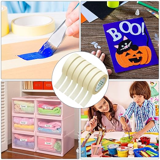 Fainne Masking Tape Bulk General Purpose Masking Painting Tape 55 Yards for Painting Home Office School Stationery Arts Crafts Basic Use, Easy Removal(45 Rolls,0.8 Inch)