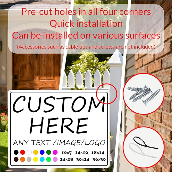 Custom Sign for Business-18×14inches-Indoor/Outdoor use,Weatherproof, 0.04 inches thick quality aluminum,for Street, underground parking