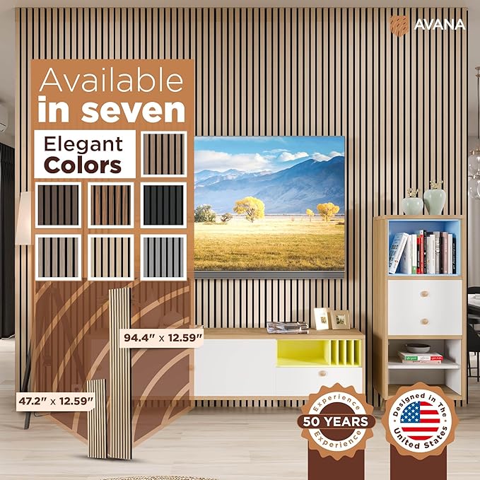 Avana Acoustic Wood Wall Panels – 94.4 x 12.6 Inch White Oak Acoustic Panels 4 PCs – Wall Panels For Interior Wall Decor for Homes, Offices, Studios – Pleasing Design Wood Panels For Wall