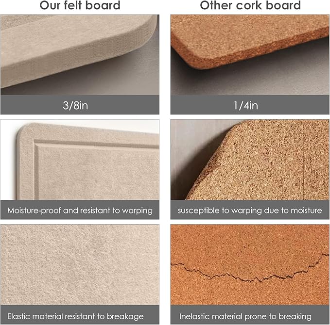 Bulletin Board, 35 x 17 1/2 inches Felt Board - Decorative Pin Board, Cork Board Alternative for Wall, Foldable Self-Adhesive Vision Board Prayer Board with 20 Pushpins Beige Brown
