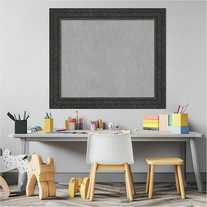 Amanti Art Black Framed Magnetic Board 25x29 Medium Vision Board for use with Magnets, 100% Metal Sheet to Display Items as Office Decor or for Home Organization in mudroom, Kitchen or Kids Room