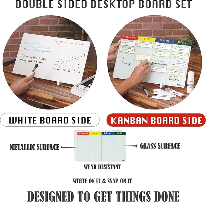 pmxboard Project Management Board Set, Combo Kit X. Agile Management Bundle Project Board Kit. Project Management Planner Toolkit. Full Magnetic Kanban Board Set, Desktop Kanban Board Set, 2 in 1