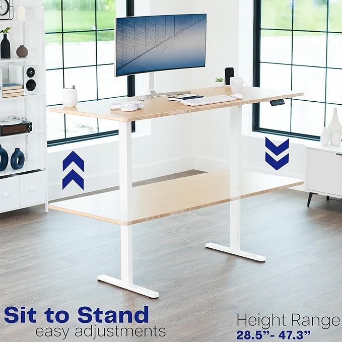 VIVO Dual Motor Electric Sit Stand Desk Frame, 220 lbs Capacity, Memory Controller Height Adjustment, Frame Only, White, DESK-E-200W