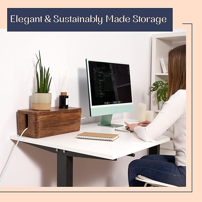 Large Cable Management Box - Cable Organizer Box and Power Strip Box for Electrical Cord Management - Hide Desk Cord and Floor Cables - Wire Storage and Organization for Cords