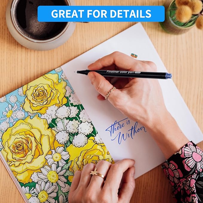 huesamhi Colored Pens for Journaling, Planning Bullet Journals Fineliner Felt Tip Fine Point Marker Pens 60 Vibrant Colors - Premium Writing planner accessories