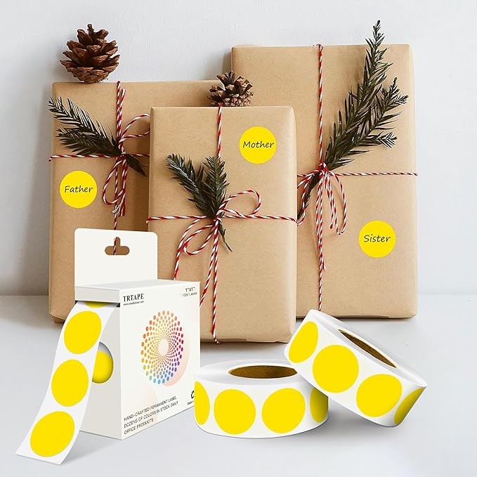Yellow 1 Inch Round Color Coding Labels with 4000 Dots, 4 Rolls - Bright Color Dot Stickers for File Folders, Inventory System - Highly Visible