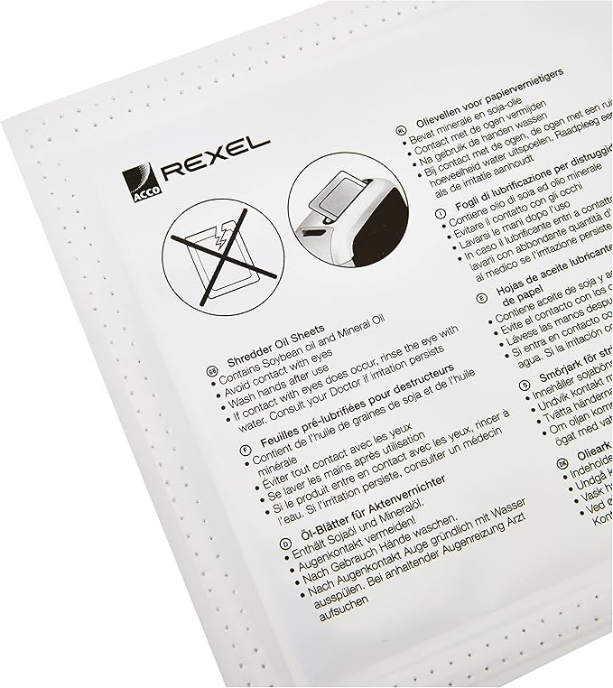 Rexel Shredder Oil Sheets, Pack of 12, A5 Size, Shredder Maintenance, 2101948,Blue