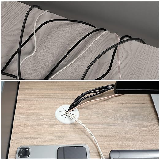 HYCC 10 Pack 2-3/8 Inch Flexible Desk Grommet,Organize Wires and Cables on Office Equipment, Computer Components, Entertainment Systems Effectively - Color: White