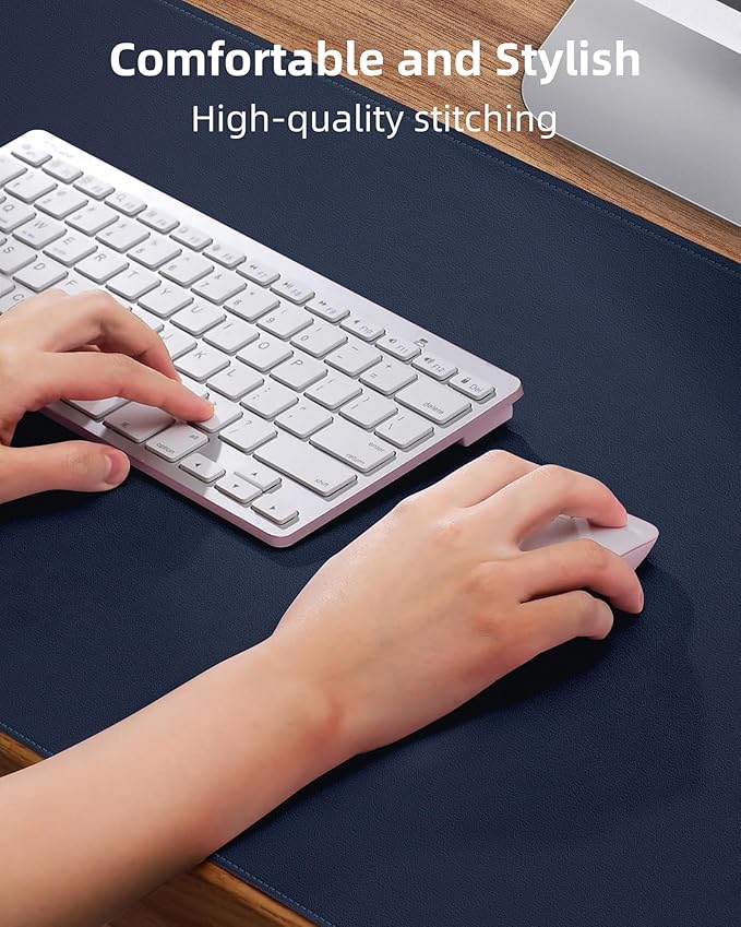 Non-Slip Desk Pad,Mouse Pad,Waterproof PVC Leather Desk Table Protector,Non-Slip PU Leather Desk Blotter, Easy Clean Laptop Desk Writing Mat for Office Work/Home/Decor(Midnight Blue, 24" x 13.7")