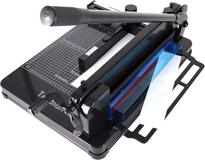 TEXALAN Heavy Duty Guillotine Paper Cutter - 400 Sheets Capacity, A4 12" Stack Paper Trimmer, Steel Base, Black
