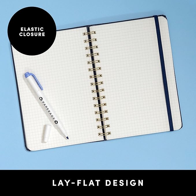 PAPERAGE Graph Paper Spiral Notebook & Journal, (Lavender), 160 Pages, Medium 5.5 inches x 8 inches - 100 GSM Thick Graphing Paper, Hardcover, Double-Wire Grid Spiral Notebook