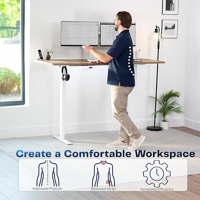 VIVO Electric 71 x 30 in Standing Desk, Memory Height Adjustment, 1B Series, Holds 220 lbs, Reclaimed Wood Top White Frame, DESK-KIT-1W7P