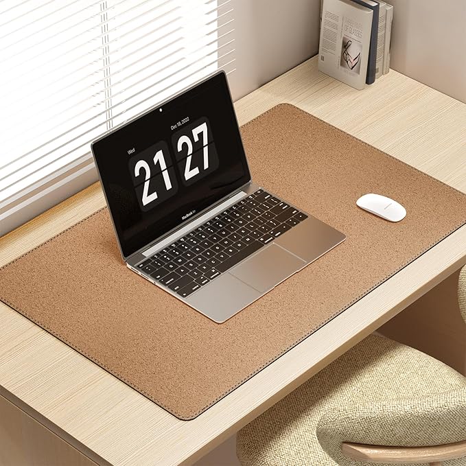 Mydours Dual-Sided PU Leather Desk Mat 31.5"x19.7" - Extra Large Cork Backing Mouse Pad for Office & Home, Premium Writing Surface, Waterproof Computer Desk Pad Protector for Laptop and Keyboard
