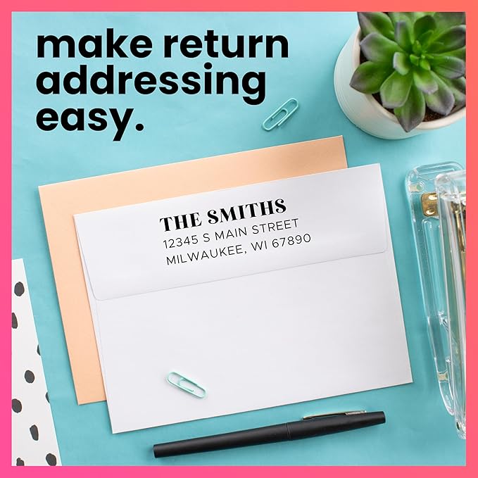 ExcelMark Personalized Return Address Stamp – Custom Self Inking Rubber Stamp (Medium, The Statement)