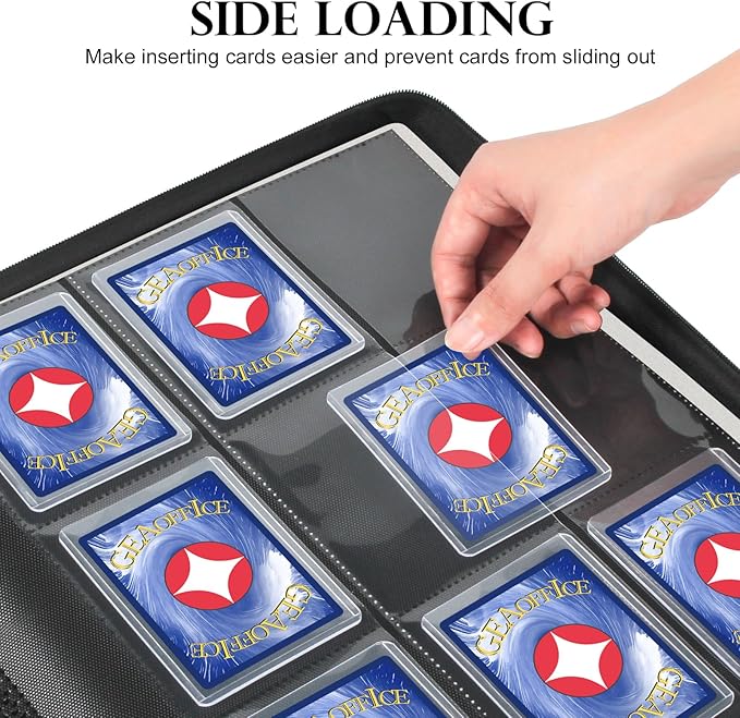 GEAoffice Top Loader Binder Holds 324 Cards, Side Loading 9 Pocket Card Binder for Toploader 3"×4" Rigid, Premium Archival Safe Card Collection Binder Holder for MTG, TCG, Sports Cards, Blue