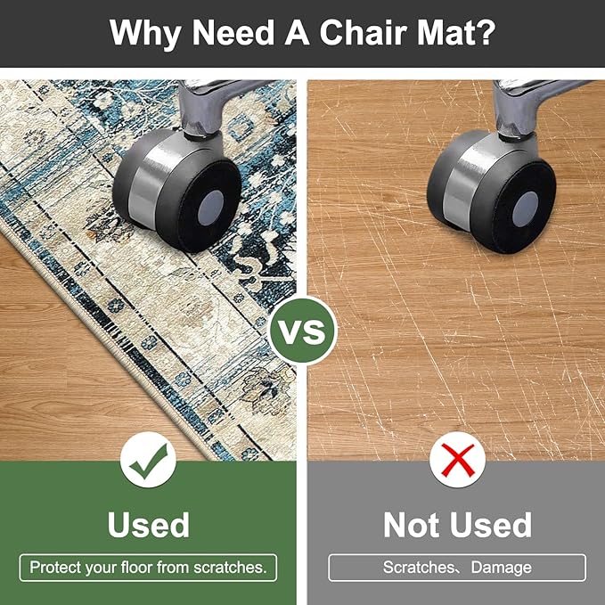 Anidaroel Home Office Chair Mat for Hardwood Floor, 48"x60" Office Chair Rug Protector for Rolling Chair, Computer Gaming Chair Mat, Low Pile Carpet Floor Chair Mat