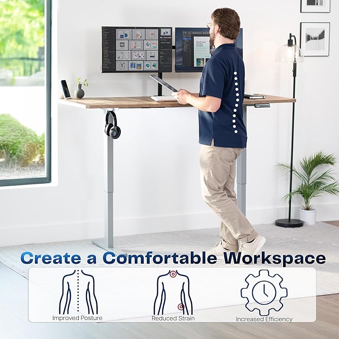 VIVO Electric 71 x 30 in Standing Desk, Memory Height Adjustment, 1B Series, Holds 220 lbs, Reclaimed Wood Top Gray Frame, DESK-KIT-1G7P