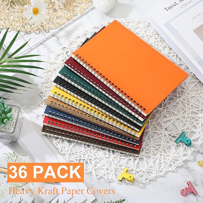 Yahenda 36 Pcs Spiral Notebook Bulk A5 Journal Lined 8.3'' x 5.5'' Writing Composition Paper Small Notepad Subject Notebook for Students Office Business Back to School Supplies (Multi Color)
