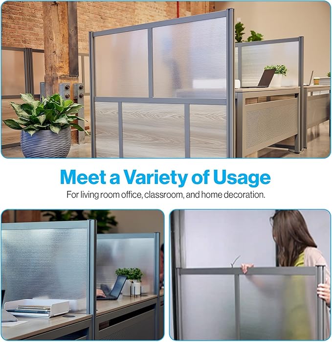 NBF Office Partitions - Cubicle Privacy Panel Wall Divider - Modern Room Separator with Quick Assembly - Indoor Laminate Free Standing Portable Room Divider Panel - 52" H x 73" W (Gray)