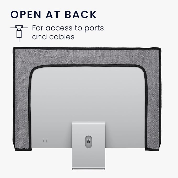 kwmobile Dust Cover for 24-26" Monitor - Linen Monitor Display Protector - Protect Your Computer Screen - Dark Grey