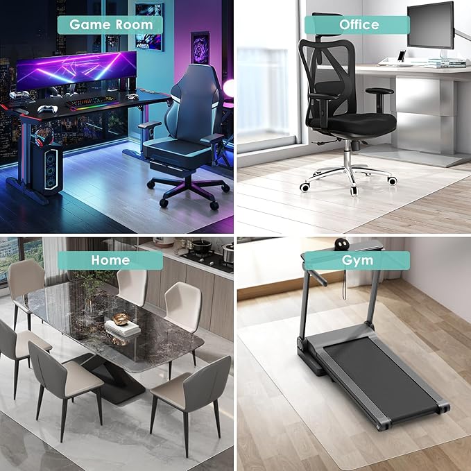 Vicwe Office Chair Mat for Hardwood Floor, 63" x 51" Large Chair Mat,Computer Chair Mats for Hardwood, Easy Glide for Chairs, Multi-Purpose Floor Protector Desk Chair Mats for Home Office