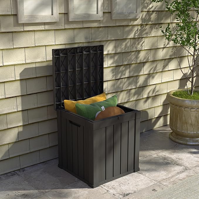 Yardgrace 80 Gallon Outdoor Storage Box Waterproof, Resin Deck Boxes with Lockable Lid & UV-Resistant for Patio, Pool, Garden Furniture Cushions & Accessories, Black